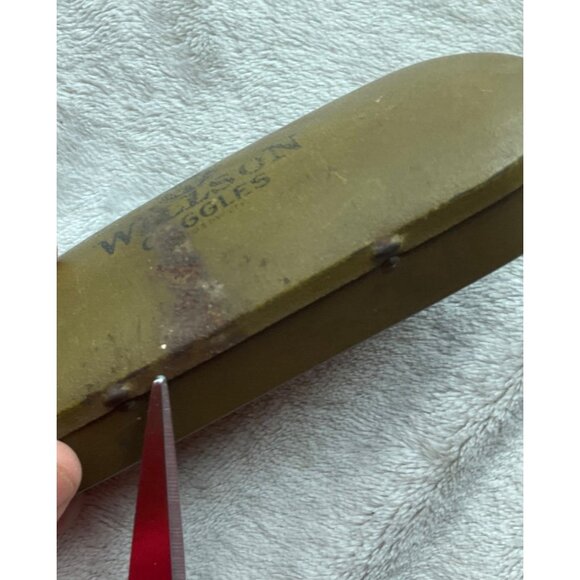 Vintage Willson Goggles Metal Eyewear Case Olive Green 5.5" Long*Read(Just Case) - Picture 6 of 8
